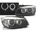 FARÓIS FRONTAIS PARA BMW X1 09- OLHOS DE ANGEL LED FUNDO PRETO - 1