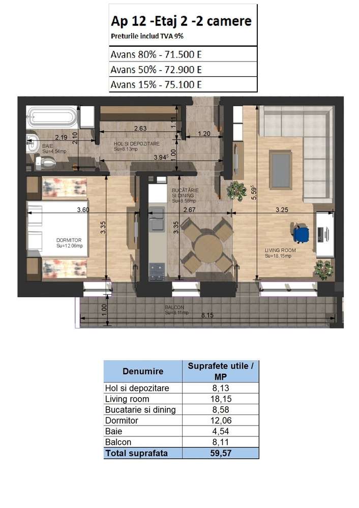 Ultimele 2 Apartament 2 camare Dezvolator Campulung Arges Bloc Nou-7