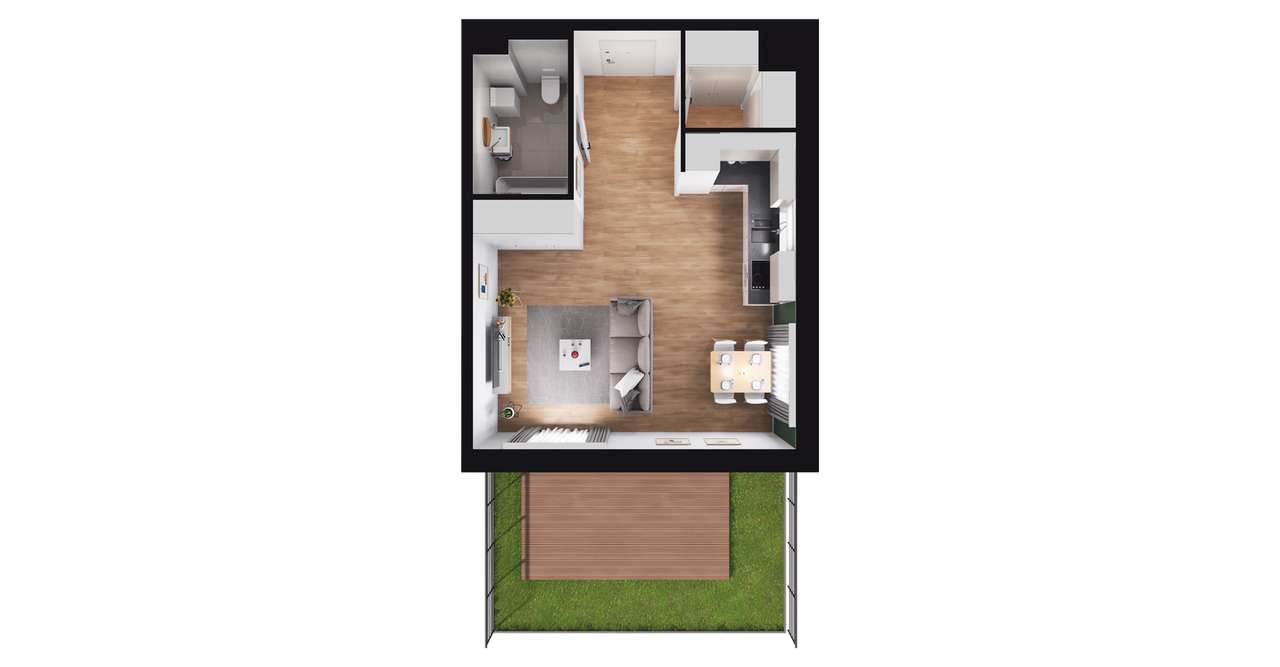 1-pokojowe mieszkanie 37m2 + ogródek Bezpośrednio - Pełny obrazek: 2/8
