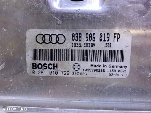 ECU / Calculator Motor Audi A4 B6 1.9TDI AWX 131CP 2001 - 2005 Cod Piesa : 038906019FP / 0281010729 - 2