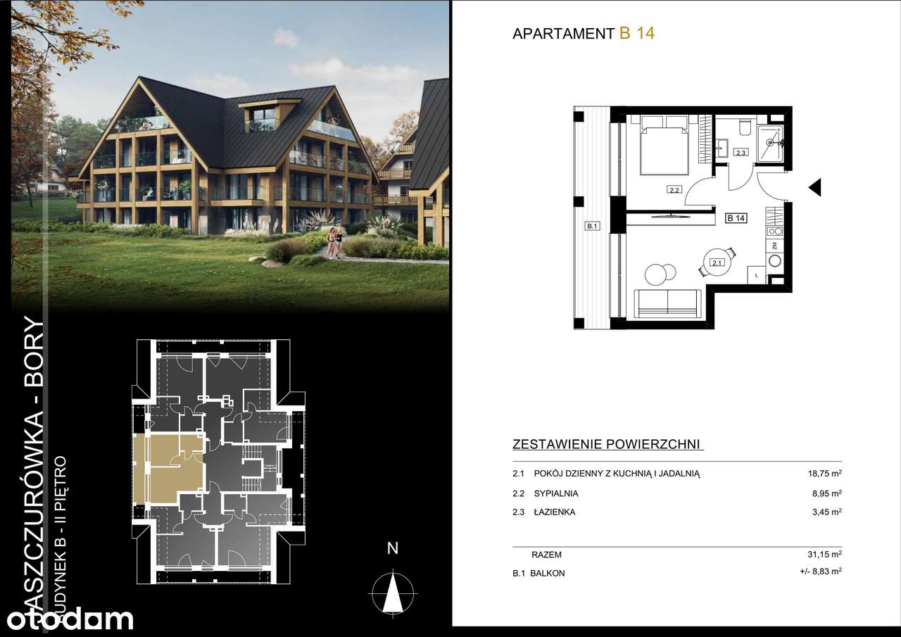 Tatra Square/ S​A​U​N​A/ W​I​N​D​A/G​A​R​AŻ/ Apartament L​B14 - Pełny obrazek: 2/7