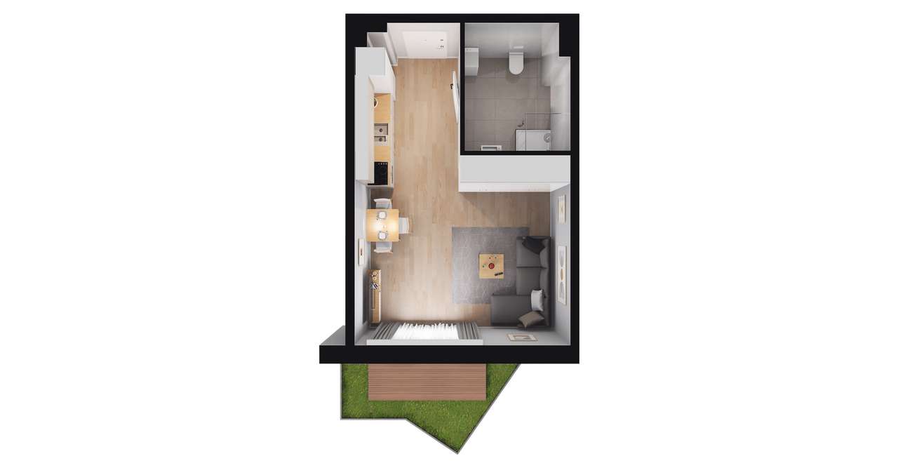 1-pokojowy apartament inwestycyjny 30m2 + ogródek - Pełny obrazek: 2/8