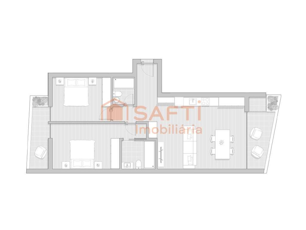 T2 1.º andar 2 quartos (1 suíte), 2 lugares de garagem - Grande imagem: 5/6