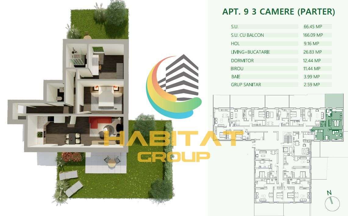 3 camere Mihai Bravu parter cu curte 100 mp - Imagine principală: 3/20