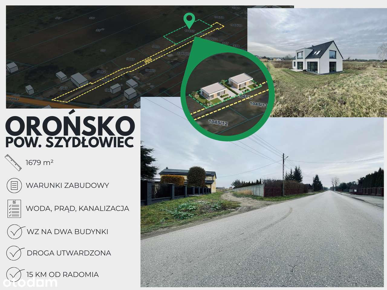 Prąd, woda, kanalizacja | Droga utwardzona | Prostokąt | Płaska | Park-0