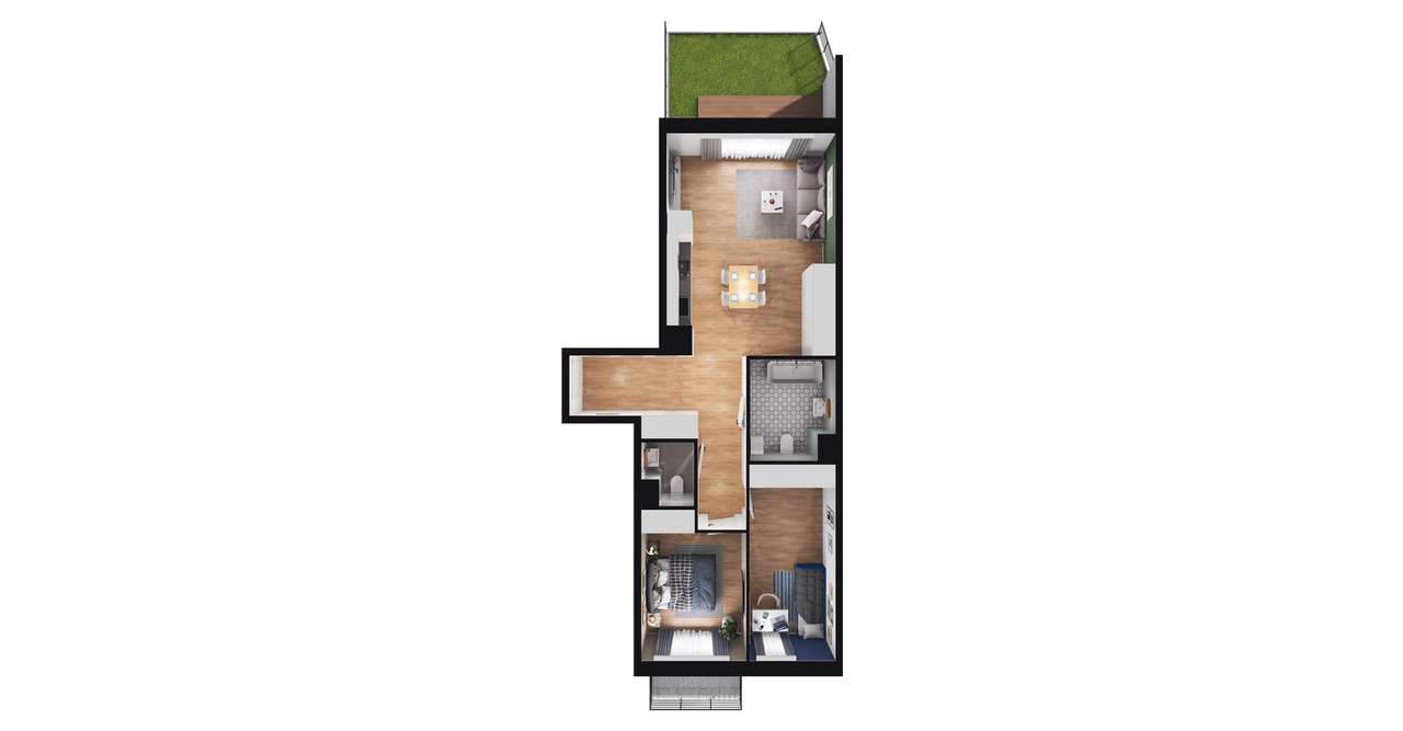 3-pokojowe mieszkanie 64m2 + 2 ogródki - Pełny obrazek: 2/8