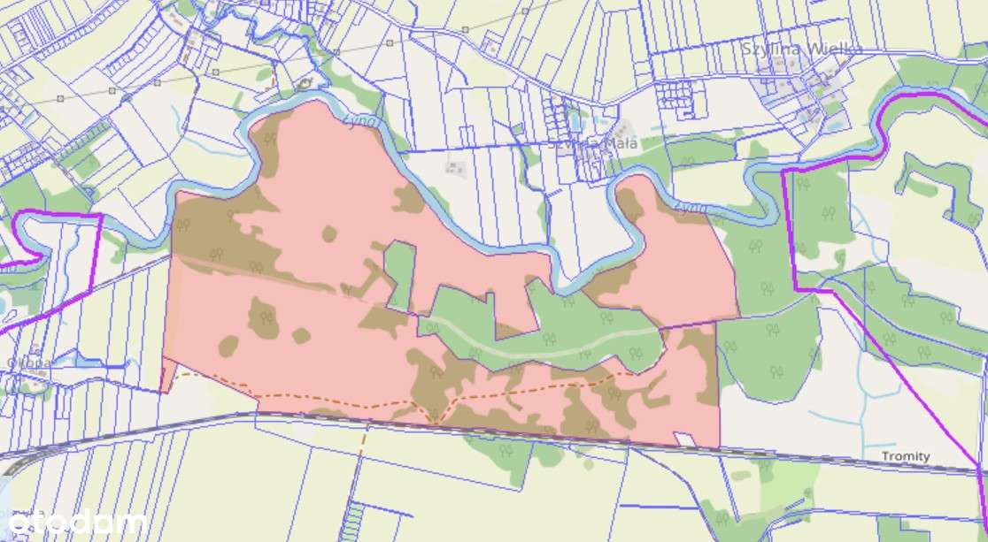 Działki rolne 247 ha / las / linia brzegowa rzeki Łyny / potencjał OZE-8