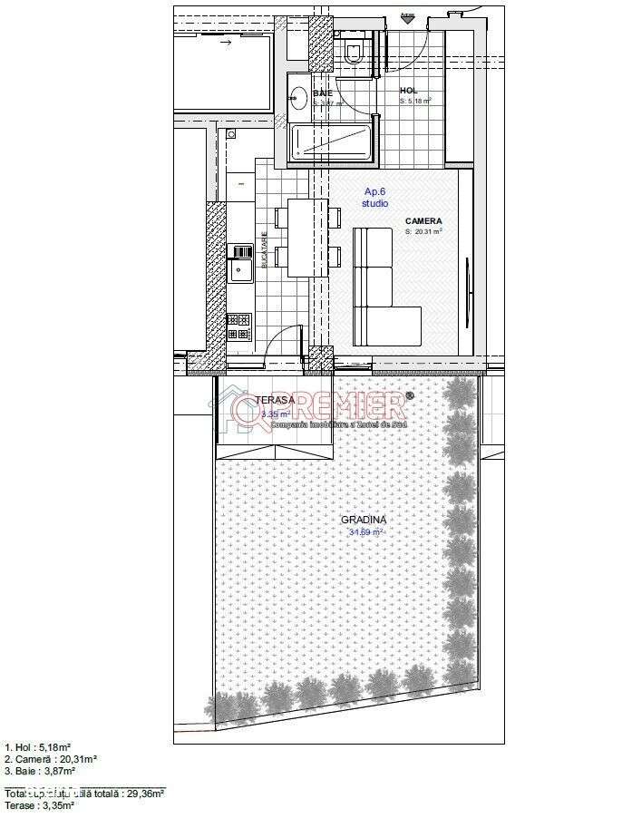 Parcul Carol - Tineretului - Garsoniera cu 30mp curte - Imagine principală: 4/8
