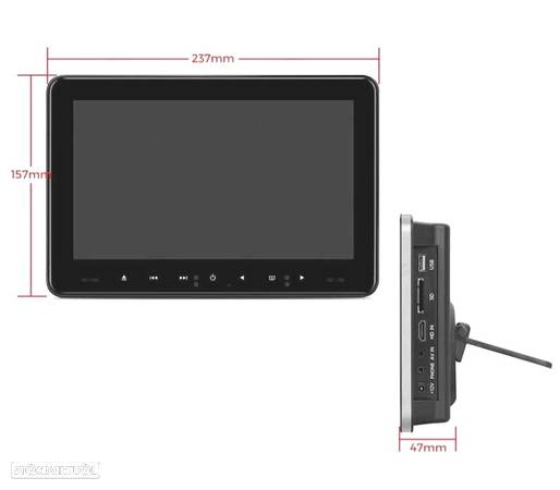 ENCOSTO DE CABEÇA 9" POLEGADAS DVD SD USB HDMI AV IN OUT JOGOS 32 BITS - 7