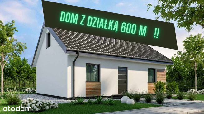 4 pokoje+salon z kuchnią. Dom 107m2, działka 600m2