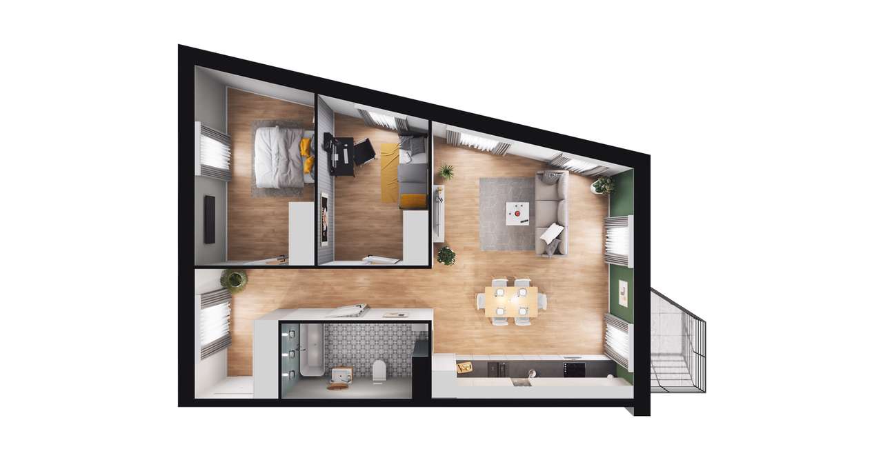 3-pokojowe mieszkanie 68 m² + loggia Bez Prowizji - Widok 3
