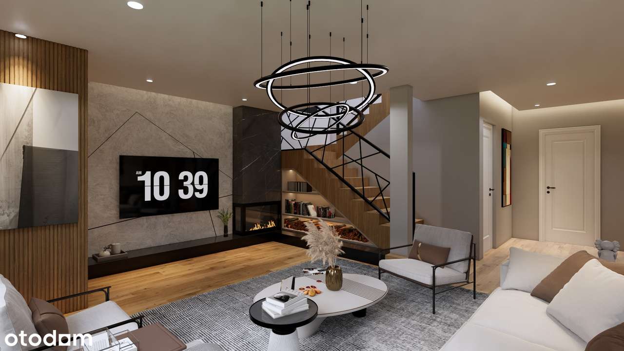 Duży bliźniak łączony 2-stan. garażem, niedaleko szkoła oraz trasy S7-12