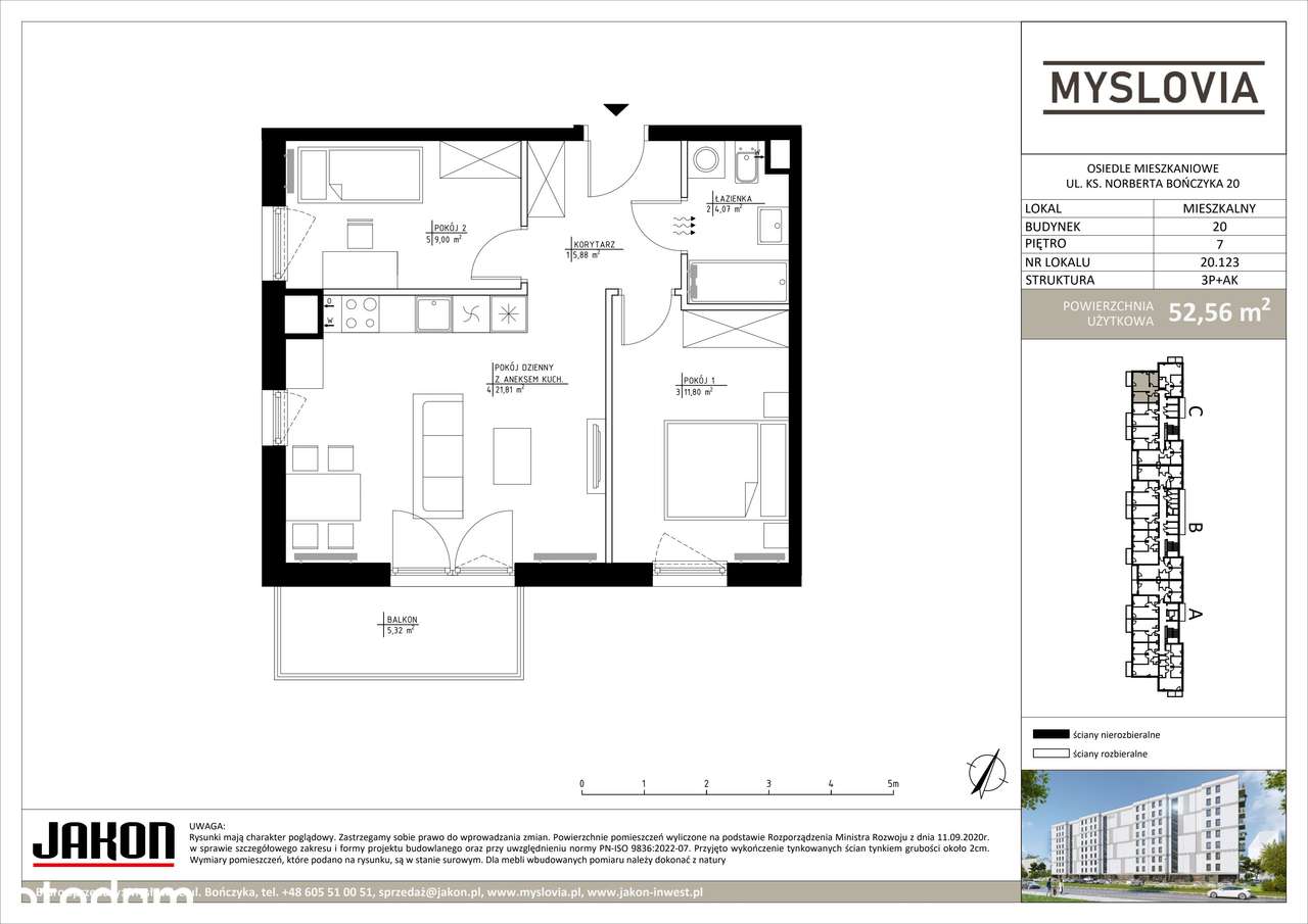 3-pokojowe mieszkanie 52m2 + balkon Bezpośrednio - Pełny obrazek: 2/9