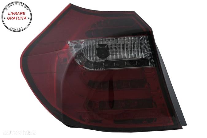 Stopuri LED Light Bar BMW Seria 1 E81 E87 (2004-08.2007) Rosu Fumuriu- livrare gratuita - 9