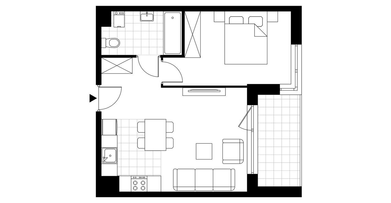 2-pokojowe mieszkanie 39m2 + loggia - Pełny obrazek: 3/6