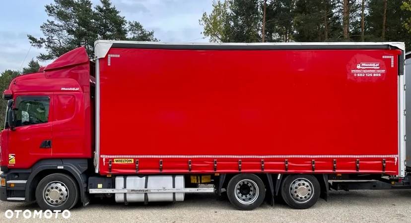 Scania R410 HIGHLINE 6x2 JUMBO OŚ PODNOSZONA AUTOMAT RETARDER STANDKLIMA FIRANKA DŁ:7.80m + PRZYCZEPA TANDEM WIELTON FIRANKA DŁ:7.80m NOWE PLANDEKI ZESTAW PRZEJAZDOWY EURO 6 2015 IGŁA - 17