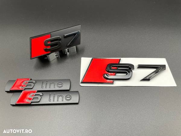 Set embleme Premium Audi S7 Negru / Roșu - 1