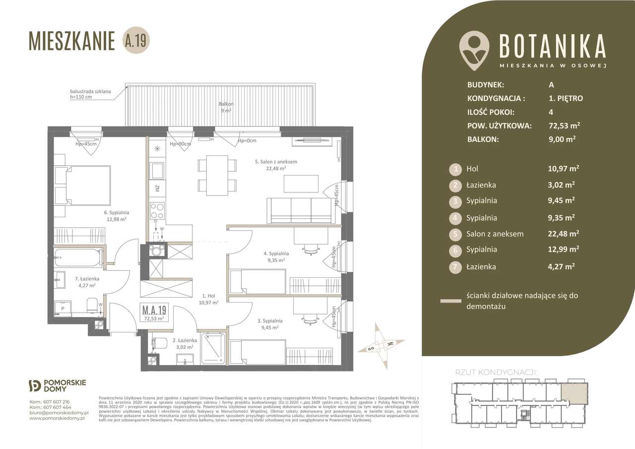 4-pokojowe mieszkanie 72m2 + balkon - Pełny obrazek: 2/7