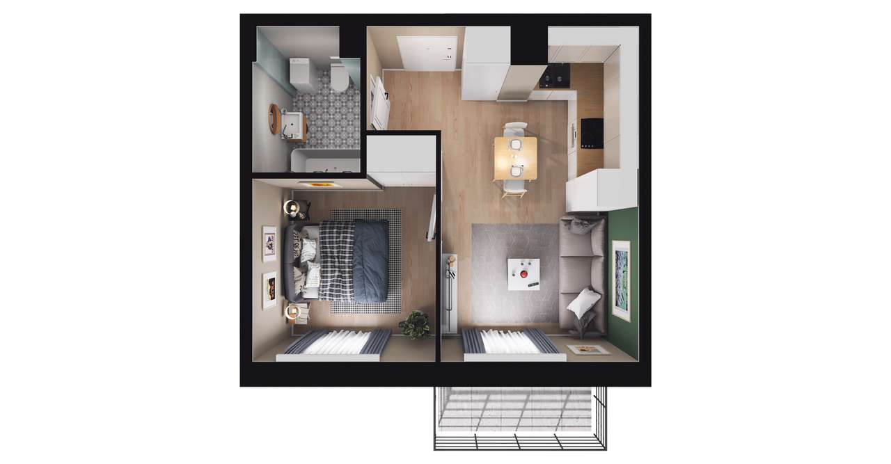 2-pokojowe mieszkanie 31m2 + balkon Bezpośrednio - Pełny obrazek: 3/9