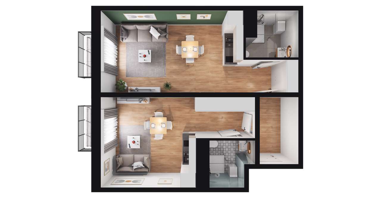 2-pokojowe mieszkanie 60m2 + 2 balkony - Pełny obrazek: 3/9