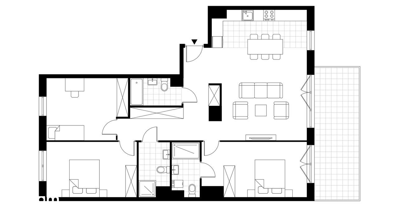 4-pokojowe mieszkanie 104m2 + taras - Pełny obrazek: 3/8