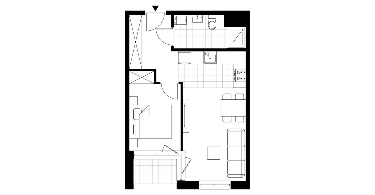 2-pokojowe mieszkanie 38m2 + balkon - Pełny obrazek: 2/7