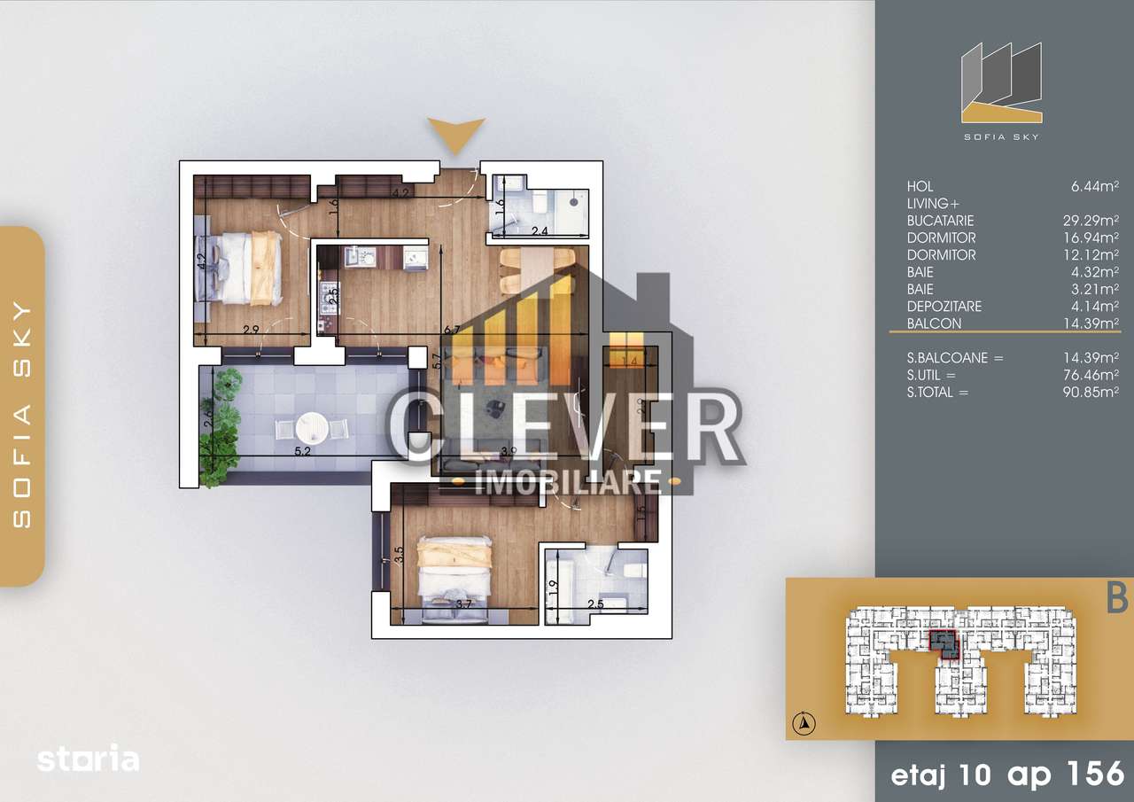 Apartament 3 camere Finalizat Pallady 700 m Metrou Teclu