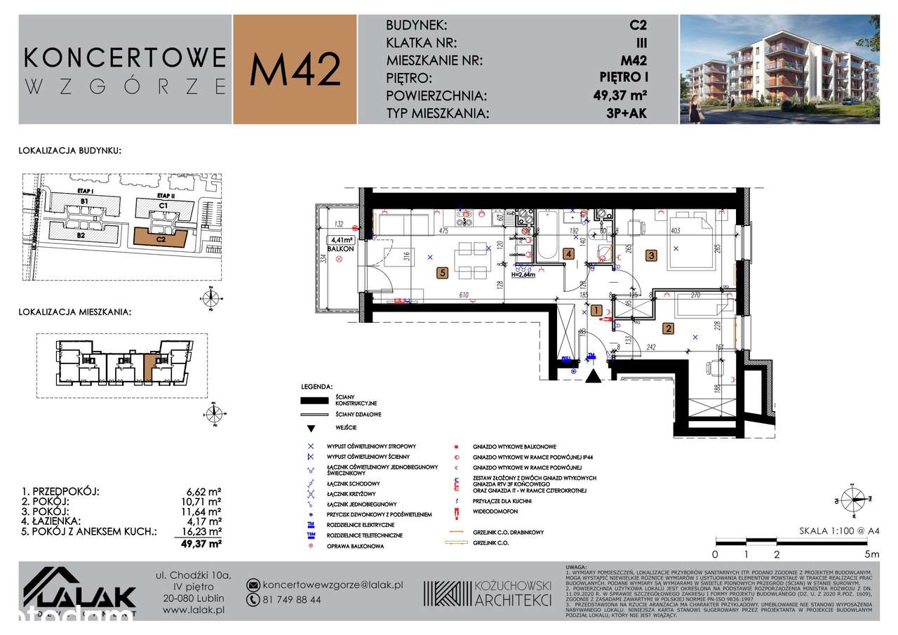 3-pokojowe mieszkanie 49m2 + balkon - Pełny obrazek: 2/7