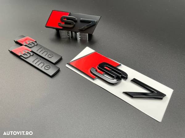 Set embleme Premium Audi S7 Negru / Roșu - 3