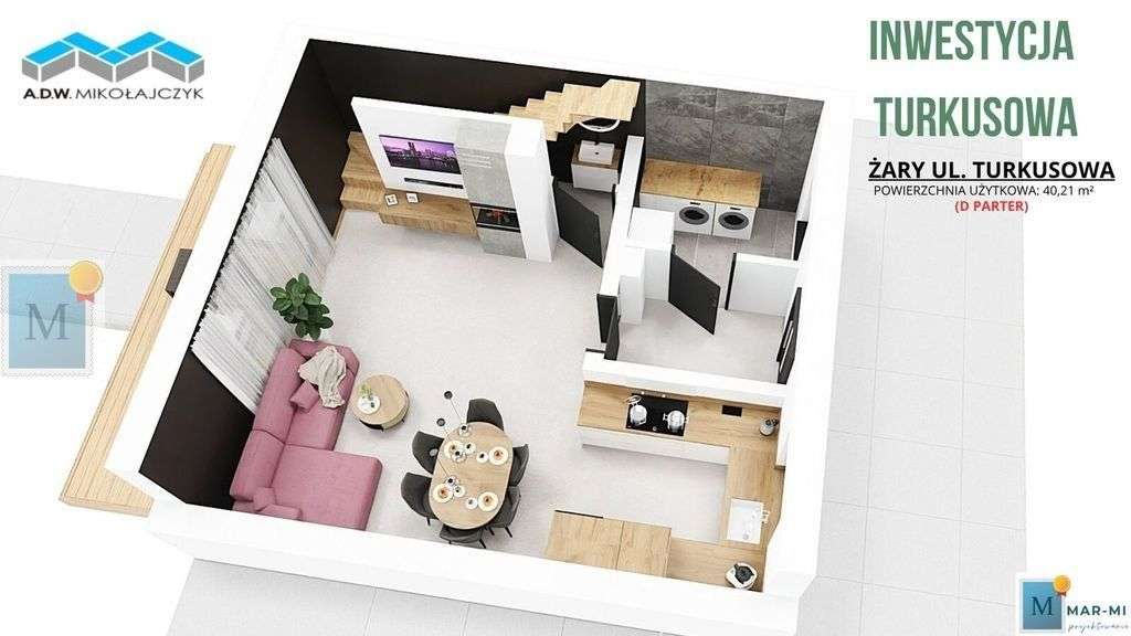 Dom-szereg,82m2 z poddaszem,4pokoje,Turkusowa - Pełny obrazek: 3/12