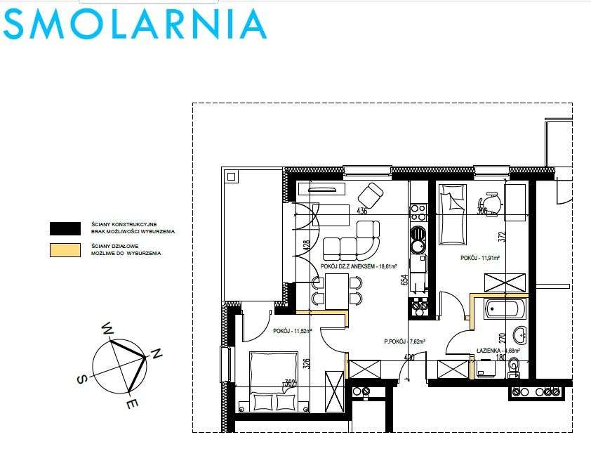 "Nowa Smolarnia" 54,5 m2 3 pok. - Pełny obrazek: 2/8