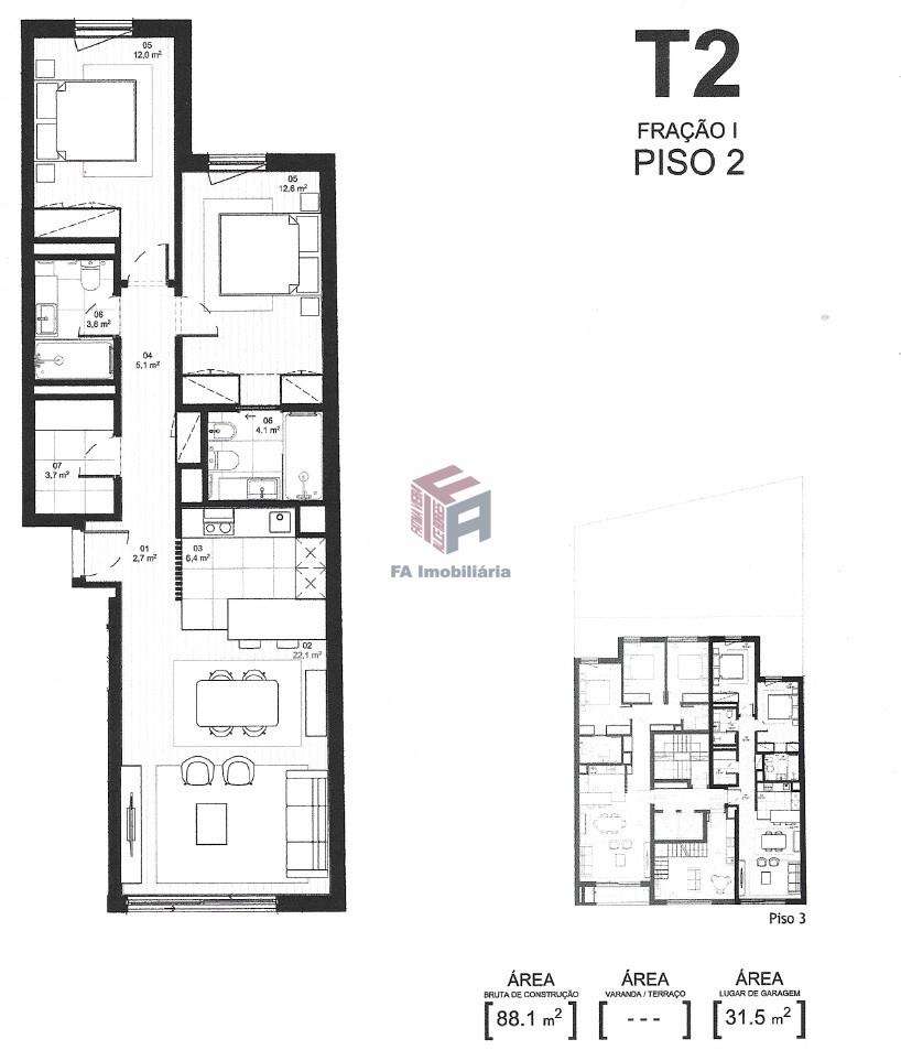 Apartamento T2  Garagem  Matosinhos-5