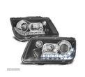 FARÓIS COM LUZ DIURNA LED PARA VOLKSWAGEN VW BORA 98-05 FUNDO PRETO - 1