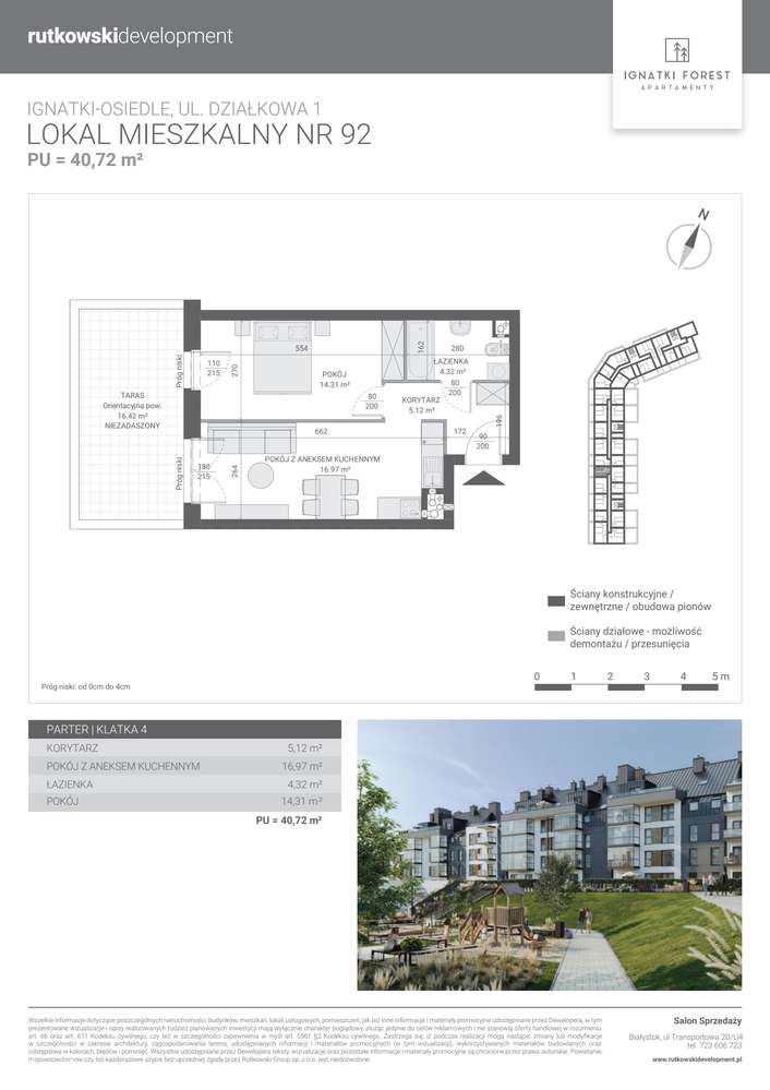 2-pokojowe mieszkanie 40m2 Bezpośrednio - Pełny obrazek: 2/7