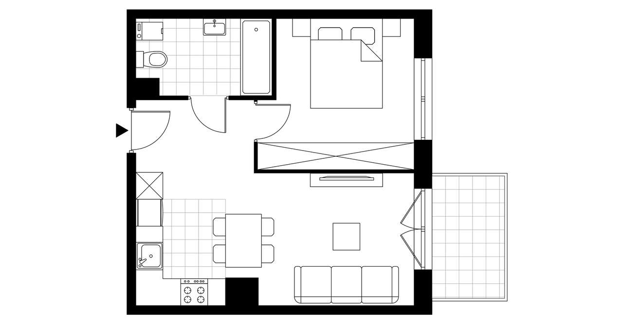 2-pokojowe mieszkanie 37m2 + balkon - Pełny obrazek: 3/8