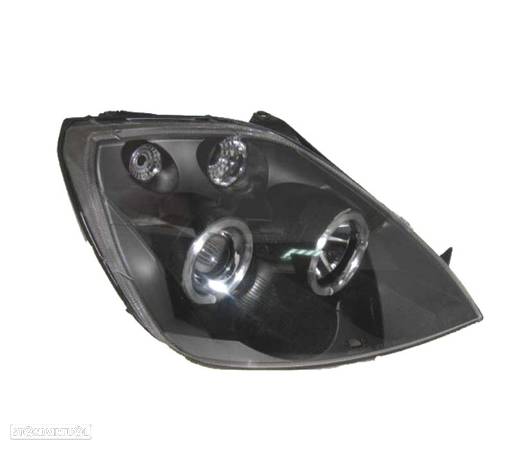 FARÓIS FRONTAIS ANGEL EYES PARA FORD FIESTA MK6 FUNDO PRETO - 2