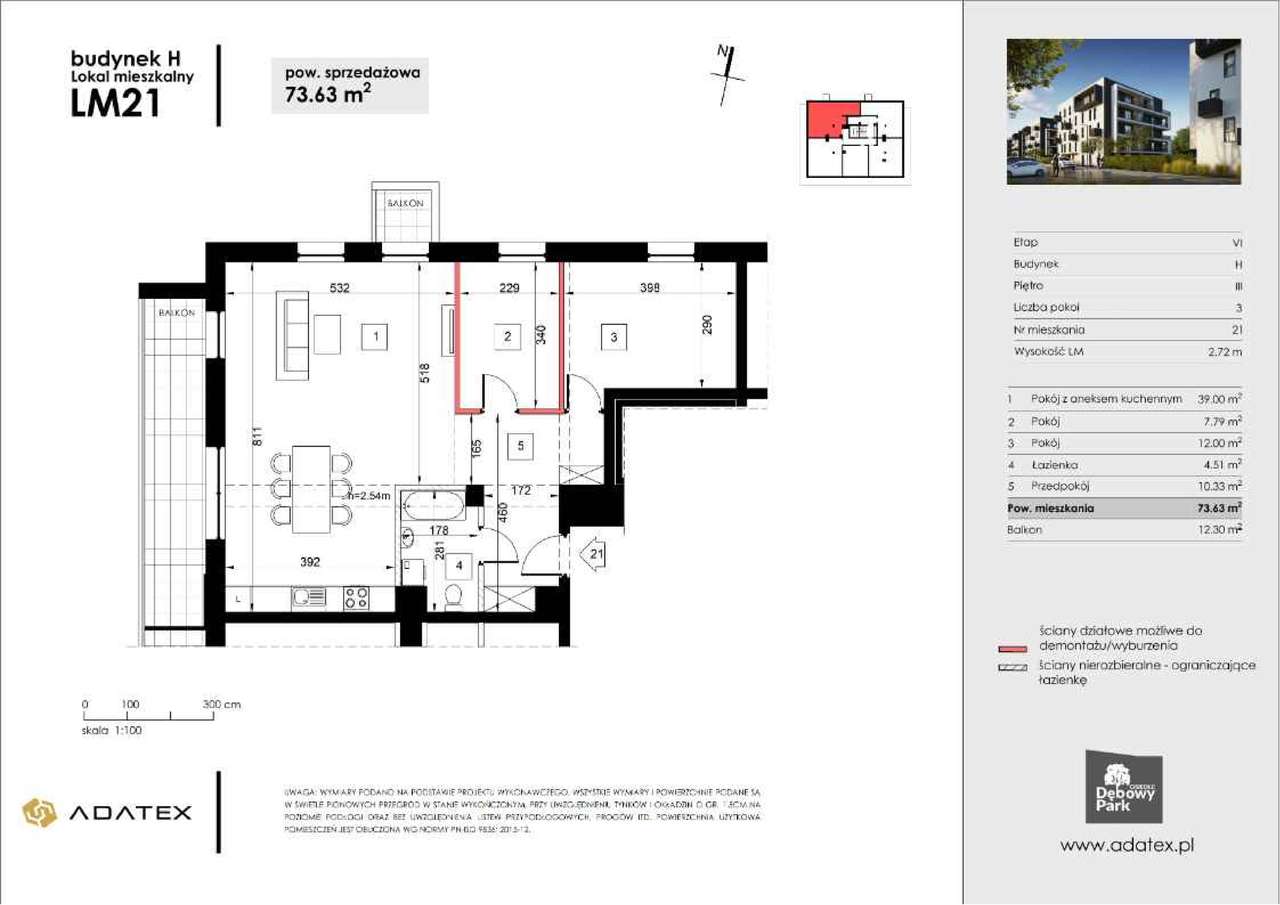 Osiedle Dębowy Park | mieszkanie 3-pok. | H21 - Pełny obrazek: 3/8