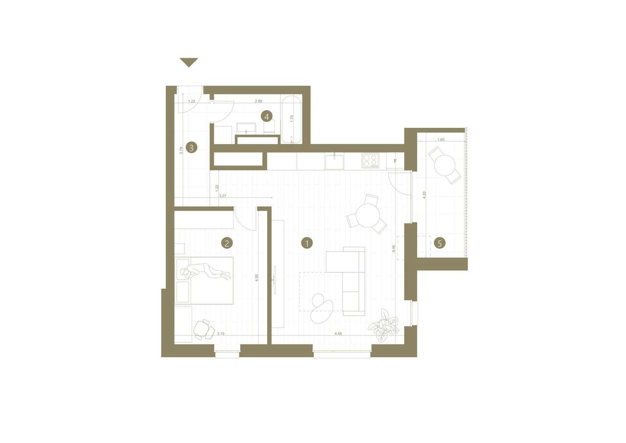 Apartament nou cu 2 camere - Imagine principală: 4/6