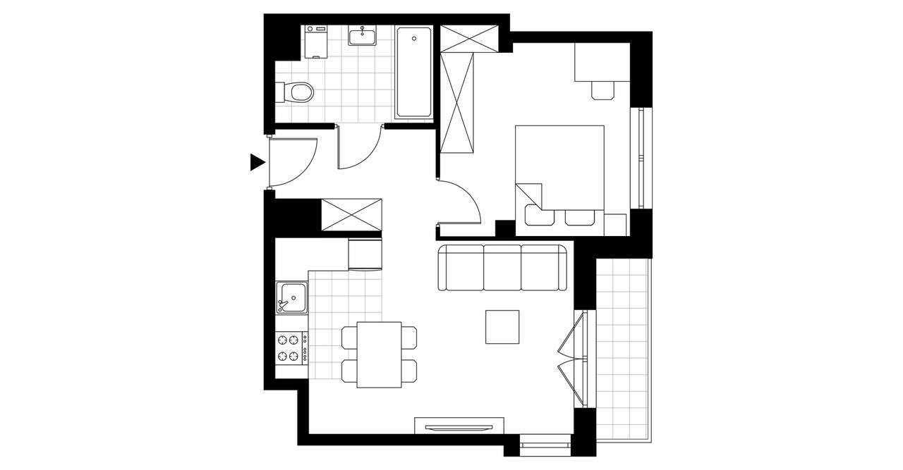 2-pokojowe mieszkanie 39m2 + balkon Bezpośrednio - Pełny obrazek: 3/8
