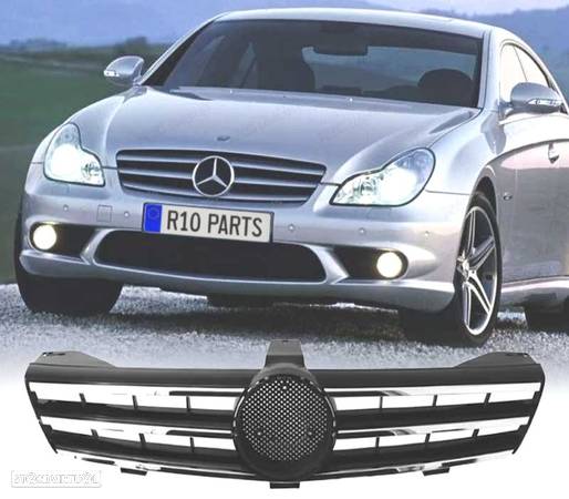 GRELHA FRONTAL SPORT AMG PARA MERCEDES CLS W219 04-10 CROMADA PRETA - 1