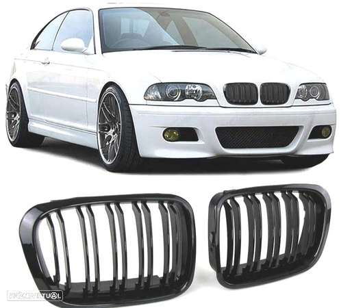 GRELHAS TIPO M4 PARA BMW SÉRIE 3 E46 COUPÉ 99-03 CABRIO 00-03 PRETO BRILHANTE - 1