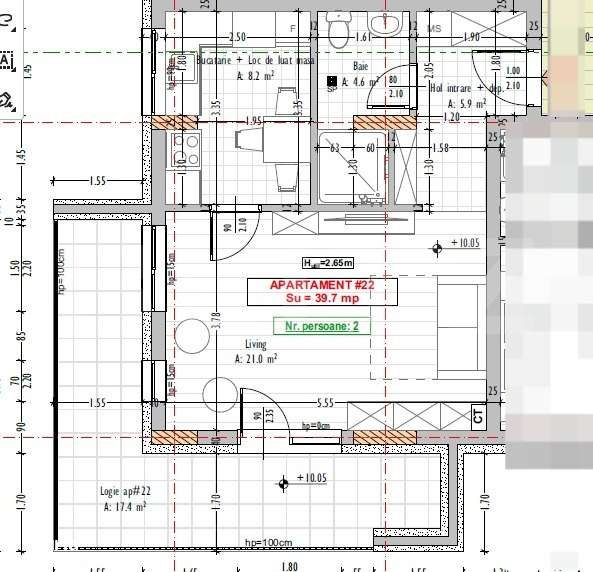 Apartament 1 camera, semifinisat, terasa, Stejarului, Floresti — fotografia 1