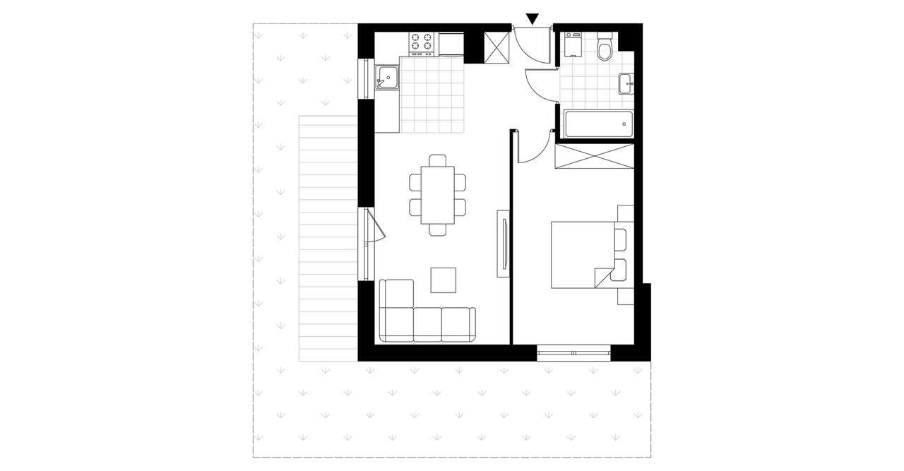 2-pokojowe mieszkanie 45m2 + ogródek - Pełny obrazek: 4/9