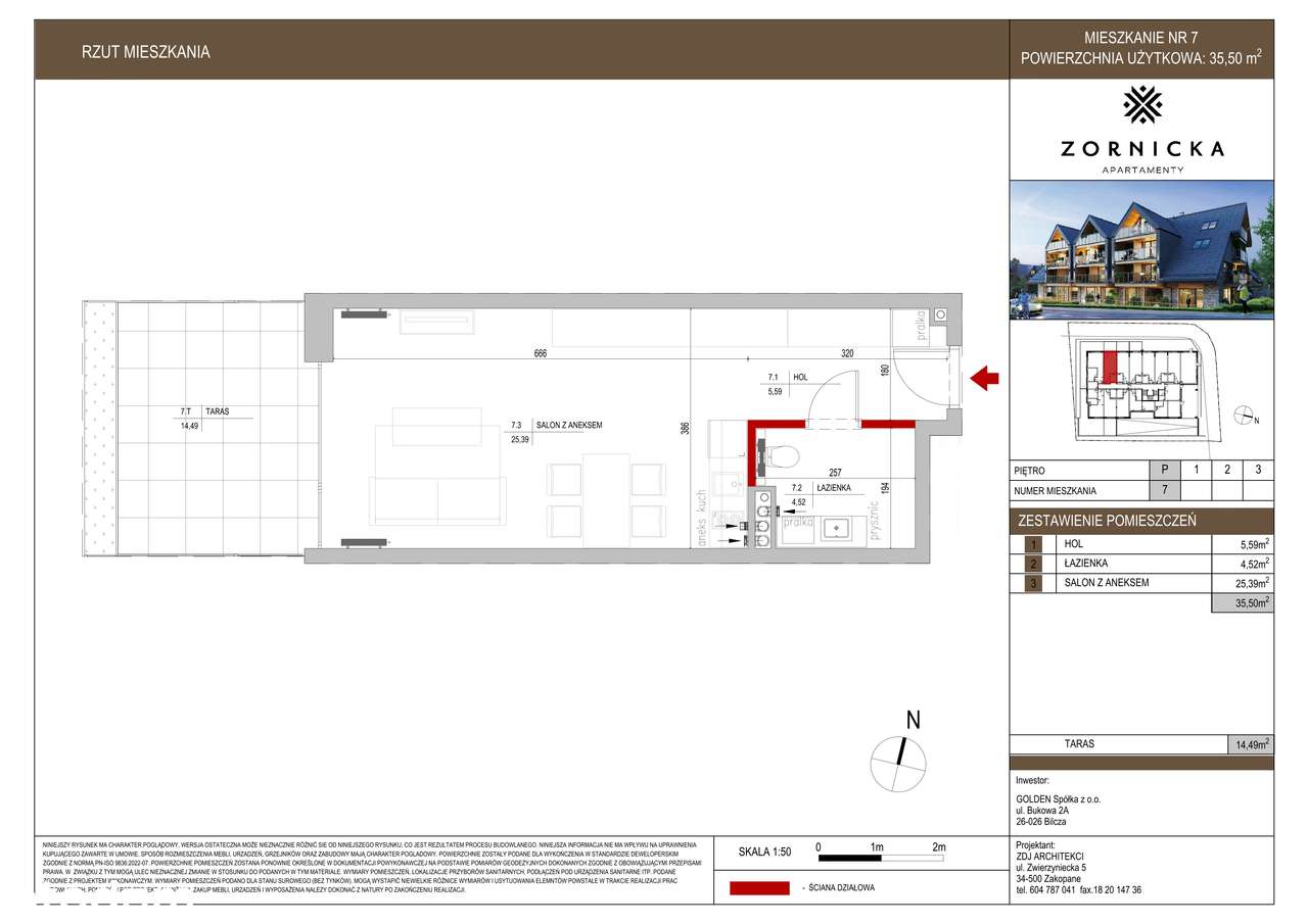 Apartamenty Zornicka  | 1-pok. | nr 7 - Pełny obrazek: 2/7