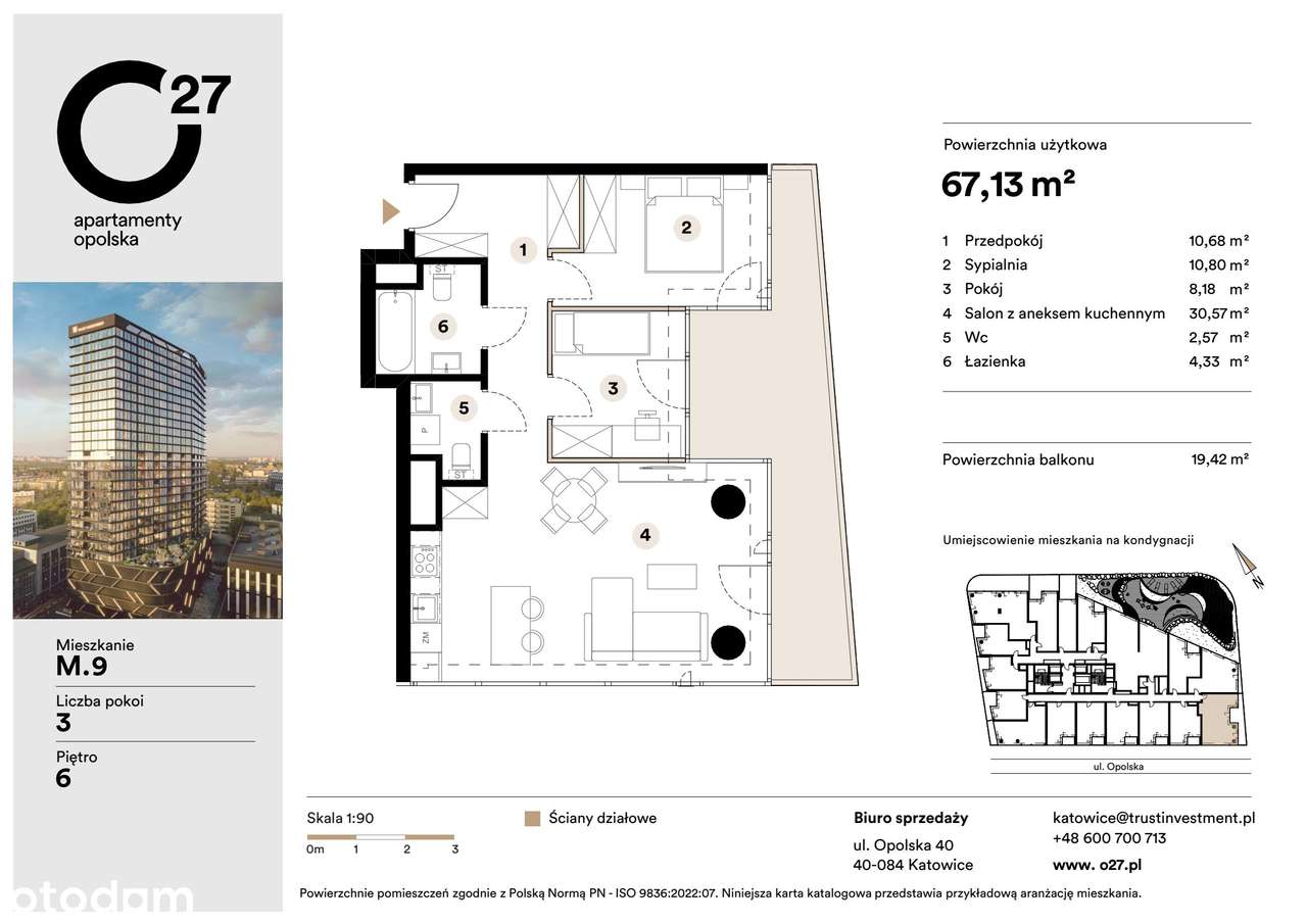 3-pokojowe mieszkanie 67m2 + balkon Bezpośrednio - Pełny obrazek: 3/9