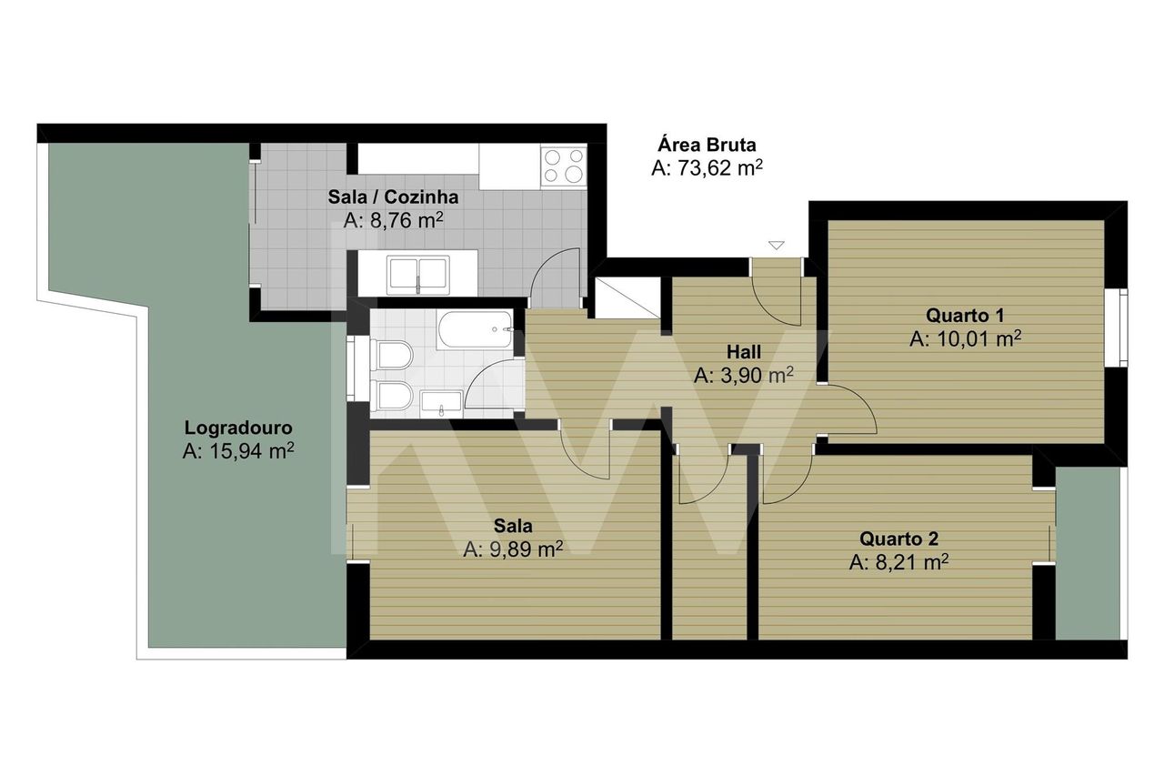 Apartamento T2 com terraço | Centro de Almada | Investimento