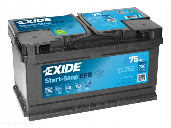 Akumulator Exide EFB 12V 75Ah 730A P+ START/STOP MOŻLIWY DOWÓZ MONTAŻ - 2