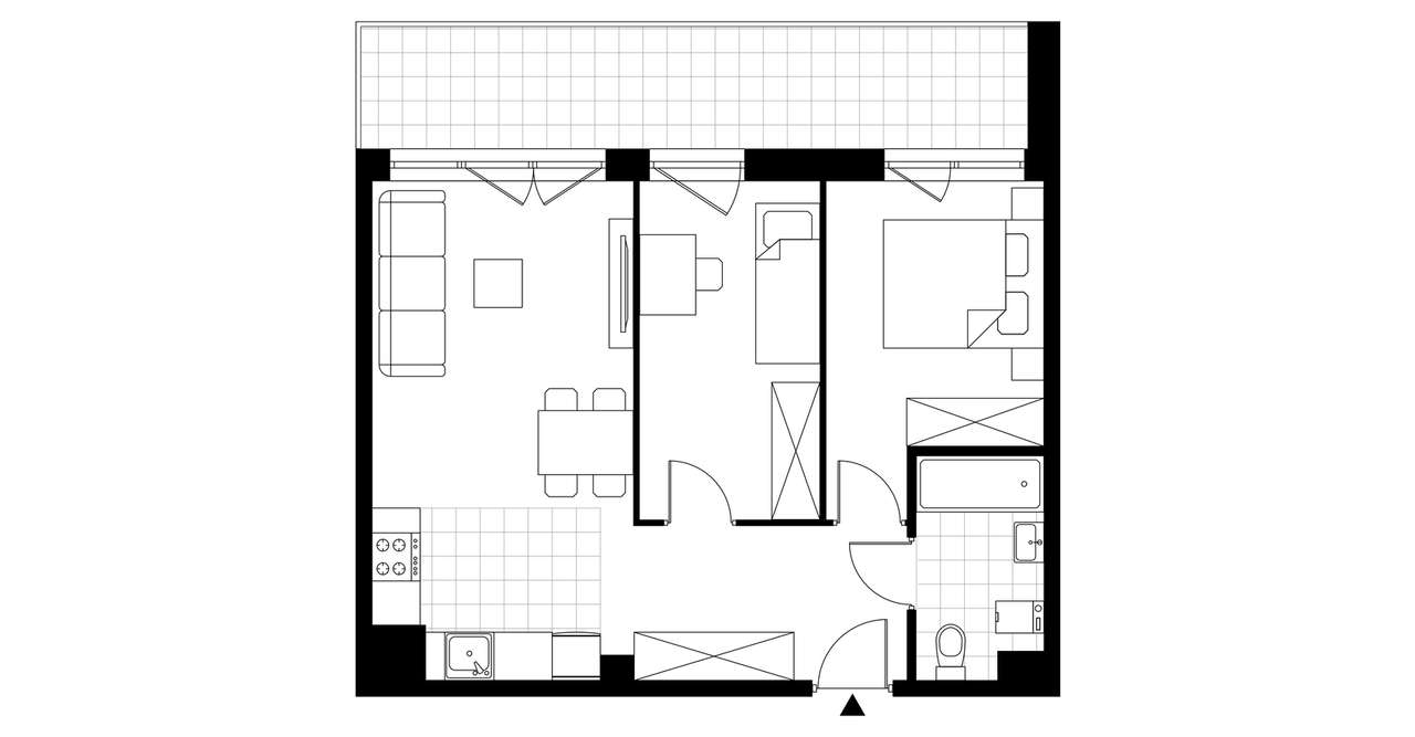 3-pokojowe mieszkanie 51m2 + loggia - Pełny obrazek: 3/8