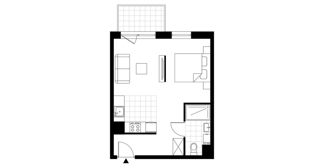 1-pokojowe mieszkanie 34m2 + balkon Bez Prowizji - Pełny obrazek: 3/6