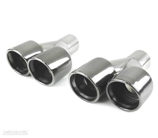 PONTEIRAS DE ESCAPE DUPLA UNIVERSAL 89MM EM INOX PRETO FUMADO - 4